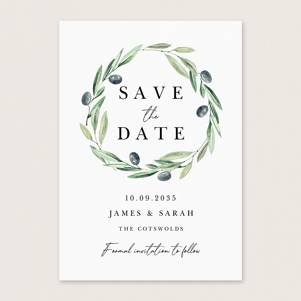 Olive Save the Date Cards Vintage Prints